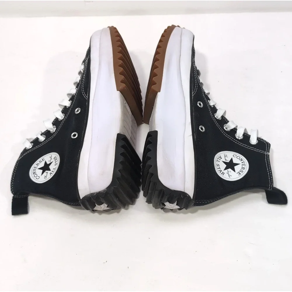 Converse Run Star Hike High Top Platform Sneakers Womens 8.5 Mens 7 Black White - Picture 6 of 16